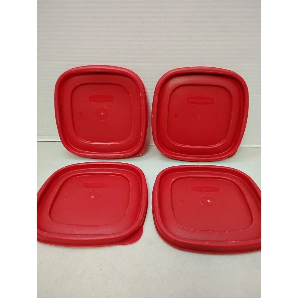 Rubbermaid Easy Find Lid 7J64 Red Square 4 Replacement Container Lids ONLY 6.5